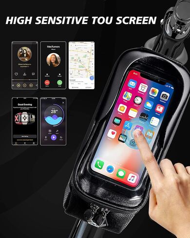 حقيبة هاتف للدراجة مقاومة للماء أقل من 7 بوصات مع غطاء للمطر، حقيبة إطار الدراجة للهواتف، حامل هاتف لإكسسوارات الدراجة، حقيبة إطار أمامي لهاتف الدراجة مع شاشة لمس حساسة من مادة TPU in Kuwait