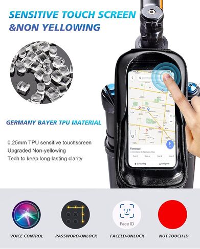 حقيبة هاتف للدراجة مقاومة للماء أقل من 7 بوصات مع غطاء للمطر، حقيبة إطار الدراجة للهواتف، حامل هاتف لإكسسوارات الدراجة، حقيبة إطار أمامي لهاتف الدراجة مع شاشة لمس حساسة من مادة TPU in Kuwait