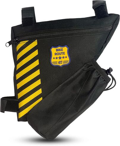 حقيبة إطار الدراجة مع زجاجة ماء - حقيبة إطار الدراجة للدراجات الجبلية - حقيبة دراجة مثلثة مع حقيبة زجاجة مياه سعة 1.5 لتر - تخزين بسحاب مع 3 أشرطة مرفقة (زجاجة المياه غير متضمنة). in Kuwait