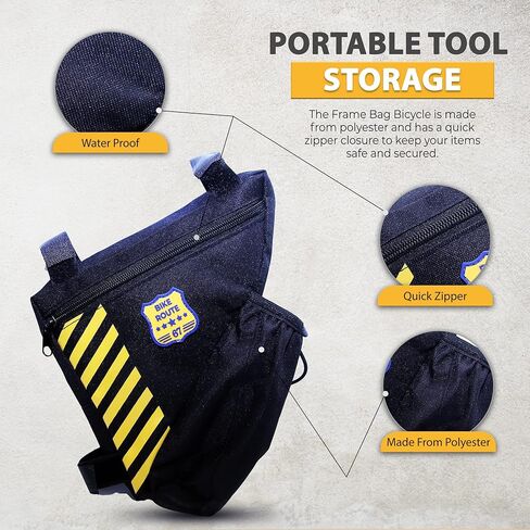 حقيبة إطار الدراجة مع زجاجة ماء - حقيبة إطار الدراجة للدراجات الجبلية - حقيبة دراجة مثلثة مع حقيبة زجاجة مياه سعة 1.5 لتر - تخزين بسحاب مع 3 أشرطة مرفقة (زجاجة المياه غير متضمنة). in Kuwait