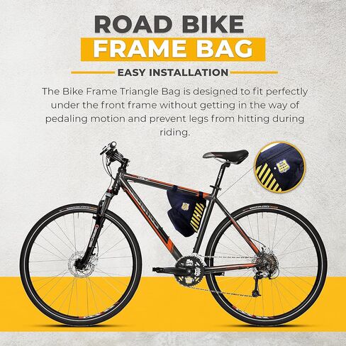 حقيبة إطار الدراجة مع زجاجة ماء - حقيبة إطار الدراجة للدراجات الجبلية - حقيبة دراجة مثلثة مع حقيبة زجاجة مياه سعة 1.5 لتر - تخزين بسحاب مع 3 أشرطة مرفقة (زجاجة المياه غير متضمنة). in Kuwait