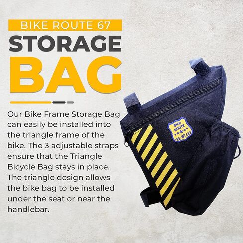 حقيبة إطار الدراجة مع زجاجة ماء - حقيبة إطار الدراجة للدراجات الجبلية - حقيبة دراجة مثلثة مع حقيبة زجاجة مياه سعة 1.5 لتر - تخزين بسحاب مع 3 أشرطة مرفقة (زجاجة المياه غير متضمنة). in Kuwait