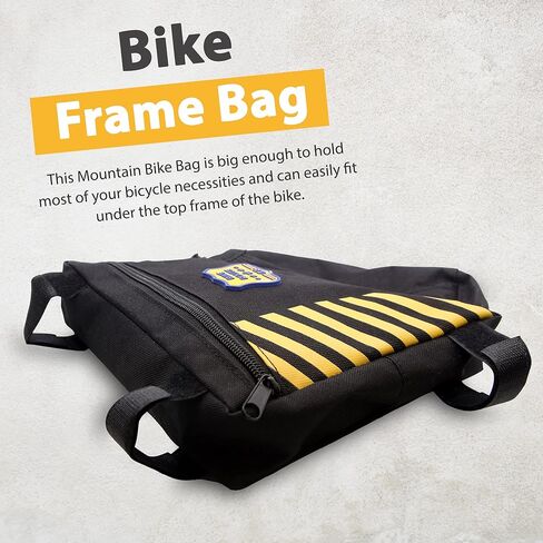 حقيبة إطار الدراجة مع زجاجة ماء - حقيبة إطار الدراجة للدراجات الجبلية - حقيبة دراجة مثلثة مع حقيبة زجاجة مياه سعة 1.5 لتر - تخزين بسحاب مع 3 أشرطة مرفقة (زجاجة المياه غير متضمنة). in Kuwait