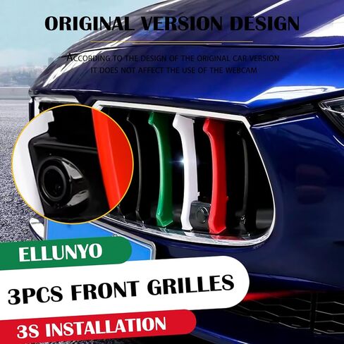3 قطعة الشوايات الأمامية ديكور مقبلات تقليم سيارة لامعة مصبغة الديكور شرائط إدراج غطاء الزخارف ل Maser-ati Ghi-bli 2014-2016 in Kuwait