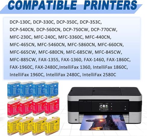 خراطيش حبر LC51 متوافقة مع LC 51 LC-51 تعمل مع DCP 130C 330C 540CN MFC 230C 3360C 5460CN IntelliFax ​​1360 (4 سماوي، 4 أرجواني، 4 أصفر، 12 حزمة) in Kuwait