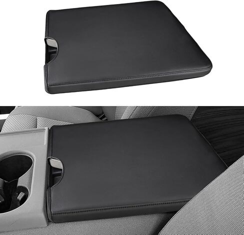 غطاء مسند ذراع وحدة التحكم المركزية للسيارة من INTGET لملحقات Ford F150 2015-2023 2024/لـ F250 F350 F450 F550 2017-2024 40/20/40 غطاء مقعد وحدة التحكم بغطاء مقعد القفز (غرز سوداء، 2015-2024 مقعد القفز) in Kuwait