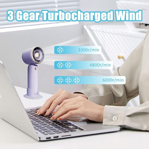 FXK Mini Handheld Fan, USB Rechargeable Portable Personal Fan, 3 Speeds Adjustable Wind Makeup Fan With Fan Base Suitable For Travel Office Outdoor(Purple) in Saudi Arabia