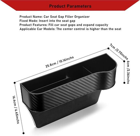 عبوتان من منظم حشو فجوات مقعد السيارة، منظم مقعد السيارة الأمامي متعدد الوظائف، صندوق تخزين الفجوة الجانبية لوحدة التحكم التلقائي مع حاملات أكواب للمشروبات، لحمل الهاتف، والنظارات الشمسية، والمحفظة، والمفتاح، والعملات المعدنية، والبطاقة in Kuwait