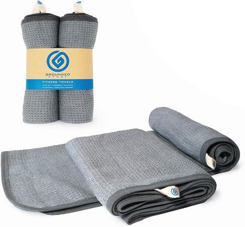 منشفة رياضية ولياقة بدنية ممتازة، منشفة من الألياف الدقيقة على شكل وافل، منشفة سريعة الجفاف، ملحقات للتمرين للرجال والنساء، 40 بوصة × 16.5 بوصة، عبوتان من المناشف الرمادية - رياضة مؤرضة in Kuwait