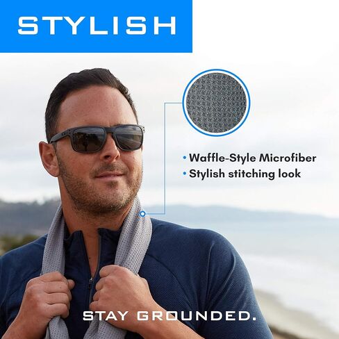 منشفة رياضية ولياقة بدنية ممتازة، منشفة من الألياف الدقيقة على شكل وافل، منشفة سريعة الجفاف، ملحقات للتمرين للرجال والنساء، 40 بوصة × 16.5 بوصة، عبوتان من المناشف الرمادية - رياضة مؤرضة in Kuwait