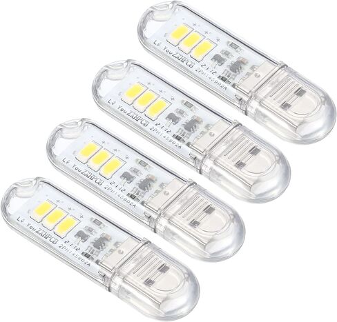 مصباح LED USB صغير 3000-3200K من PATIKIL، 4 عبوات 0.5 وات وحدة إضاءة LED ليلية محمولة تعمل باللمس وحدة مصباح نحيفة للتخييم ولوحة مفاتيح الكمبيوتر المحمول، ضوء أبيض دافئ in Kuwait