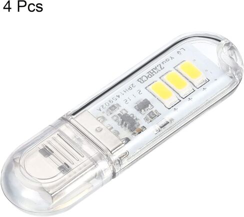 مصباح LED USB صغير 3000-3200K من PATIKIL، 4 عبوات 0.5 وات وحدة إضاءة LED ليلية محمولة تعمل باللمس وحدة مصباح نحيفة للتخييم ولوحة مفاتيح الكمبيوتر المحمول، ضوء أبيض دافئ in Kuwait