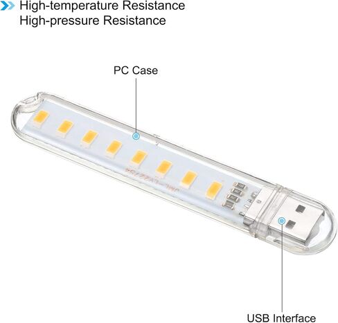 PATIKIL USB Night Lights, 2Pcs 2W 8 Lamp Beads LED Light Stick with 35cm Male to Female Flexible Gooseneck Cable for Indoor Outdoor, White & Warm in Saudi Arabia