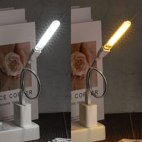 PATIKIL USB Night Lights, 2Pcs 2W 8 Lamp Beads LED Light Stick with 35cm Male to Female Flexible Gooseneck Cable for Indoor Outdoor, White & Warm in Saudi Arabia
