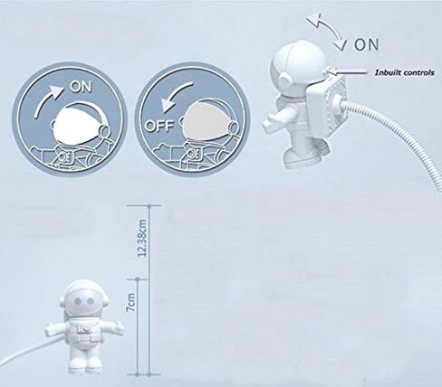 رائد فضاء رائد فضاء USB صغير LED ضوء ليلي أبيض قابل للتعديل لقراءة الكمبيوتر الشخصي in Kuwait