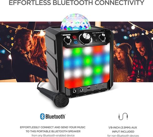 تأثيرات ION Party Rocker - جهاز مكبر صوت بلوتوث محمول مع ميكروفون كاريوكي، تشغيل البطارية وطاقة 40 وات in Kuwait