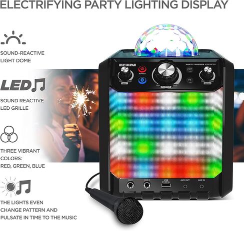 تأثيرات ION Party Rocker - جهاز مكبر صوت بلوتوث محمول مع ميكروفون كاريوكي، تشغيل البطارية وطاقة 40 وات in Kuwait