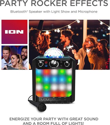 تأثيرات ION Party Rocker - جهاز مكبر صوت بلوتوث محمول مع ميكروفون كاريوكي، تشغيل البطارية وطاقة 40 وات in Kuwait