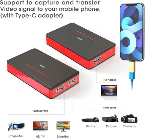 USB 3.0 HDMI HD لعبة بطاقة التقاط الفيديو 1080P 60FPS لعبة مسجل صندوق جهاز البث المباشر لنظام التشغيل Windows Linux OS X Xbox 360، Wii U، PC in Kuwait