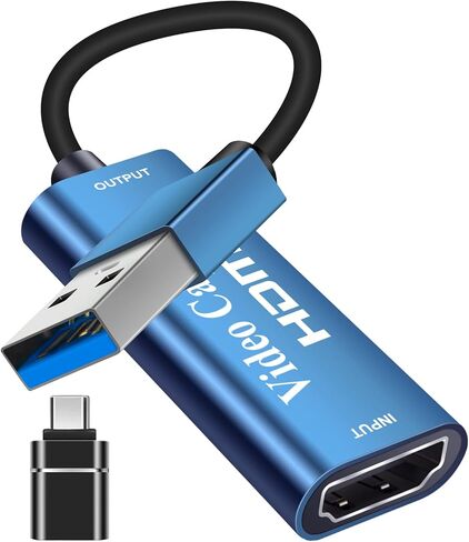 بطاقة التقاط الفيديو، HDMI إلى USB بطاقة التقاط الفيديو 1080P 30 هرتز، جهاز التقاط صوت فيديو 4K مباشرة إلى الكمبيوتر، بطاقة التقاط الألعاب المتوافقة مع Xbox/الكمبيوتر اللوحي/الكاميرا/الكمبيوتر الشخصي in Kuwait