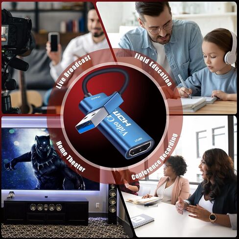 بطاقة التقاط الفيديو، HDMI إلى USB بطاقة التقاط الفيديو 1080P 30 هرتز، جهاز التقاط صوت فيديو 4K مباشرة إلى الكمبيوتر، بطاقة التقاط الألعاب المتوافقة مع Xbox/الكمبيوتر اللوحي/الكاميرا/الكمبيوتر الشخصي in Kuwait