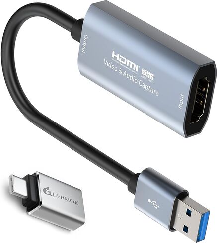 بطاقة التقاط فيديو Guermok، بطاقة وصلة كاميرا 4K HDMI إلى USB 3.0، جهاز التقاط فيديو كامل 1080P60FPS لتدفق الألعاب، لنظام ipad Mac OS Windows PS4 PS5، Steam Switch Xbox1 in Kuwait
