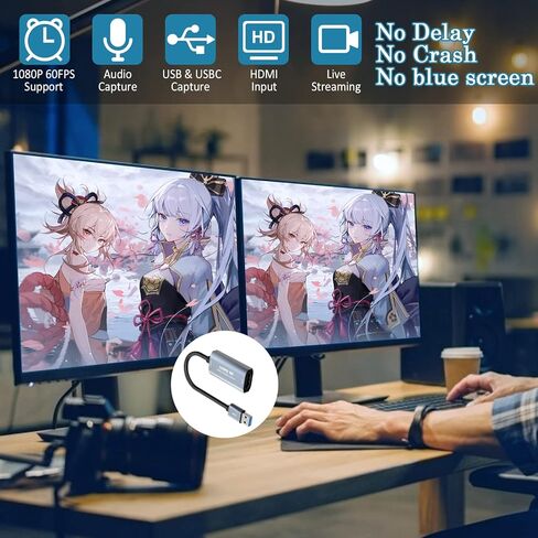بطاقة التقاط فيديو Guermok، بطاقة وصلة كاميرا 4K HDMI إلى USB 3.0، جهاز التقاط فيديو كامل 1080P60FPS لتدفق الألعاب، لنظام ipad Mac OS Windows PS4 PS5، Steam Switch Xbox1 in Kuwait