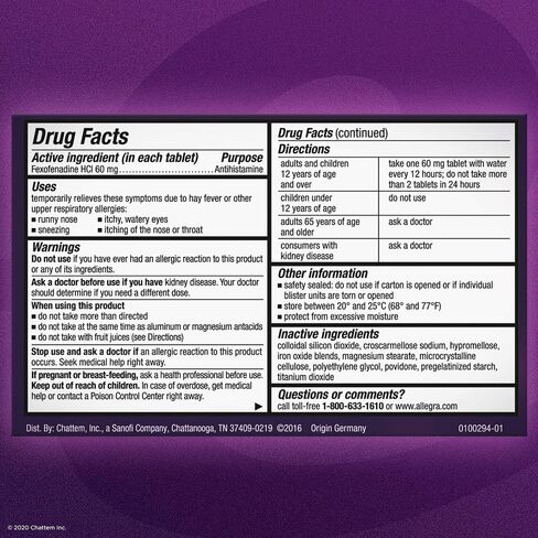Allegra Adult Non-Drowsy Antihistamine Tablets for 12-Hour Allergy Relief, 60 mg, 24 Count in Saudi Arabia