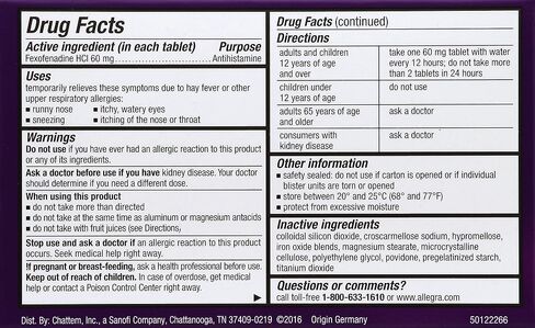 Allegra Adult Non-Drowsy Antihistamine Tablets for 12-Hour Allergy Relief, 60 mg, 24 Count in Saudi Arabia