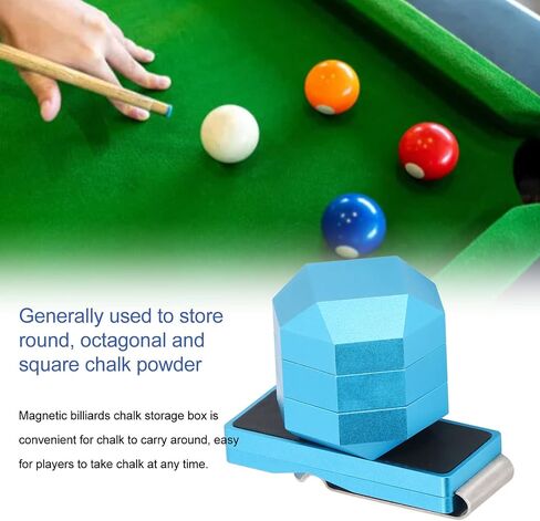 Asixxsix Pool Billiard Cue Chalk Holder, Pocket Pool Magnetic Chalk Holder Aluminium Magnetic Snooker Belt Clip with Chalk Box and Iron Sheet Portable Billiard Chalk Holder Billiard Accessories in Saudi Arabia