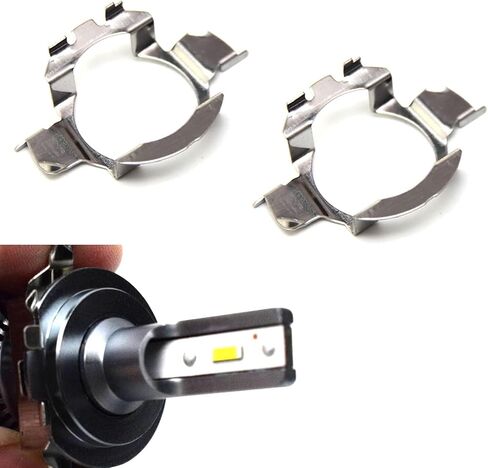 2 PCS Car Led Light Fixed Card Holder, H7 Bulb Adapter Buckle Base, Automotive Fasten Accessories, Suitable for Volkswagen/Mercedes-Benz/Audi/BMW/Buick/Hyundai/Nissan/Saab 102 (Silver) in Saudi Arabia