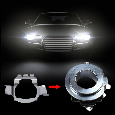 2 PCS Car Led Light Fixed Card Holder, H7 Bulb Adapter Buckle Base, Automotive Fasten Accessories, Suitable for Volkswagen/Mercedes-Benz/Audi/BMW/Buick/Hyundai/Nissan/Saab 102 (Silver) in Saudi Arabia