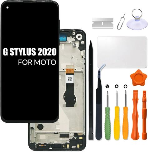 استبدال لشاشة Motorola Moto G Stylus 2020 LCD مع إطار لـ Moto XT2043 XT2043-4 G8 Stylus 2020 شاشة LCD تعمل باللمس مجموعة رقمية مع طقم إصلاح (أسود مع إطار) in Saudi Arabia