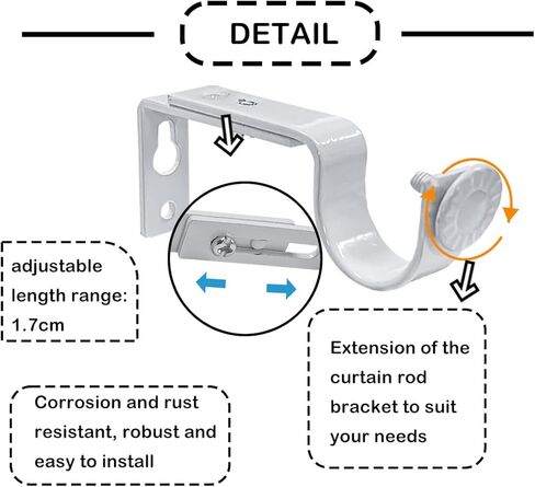 ستارة قضيب بين قوسين 4 حزمة الثقيلة قابل للتعديل ستارة قضيب روماني حامل للتمديد ستارة قضيب السنانير ستارة جدار قوس الشماعات قضيب الستارة شنقا بين قوسين (قضيب واحد أسود) in Kuwait