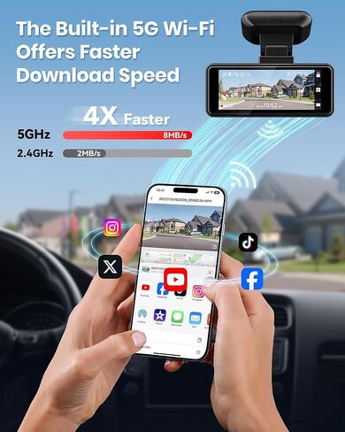كاميرا أمامية REDTIGER 4K Dash Cam، تحكم في تطبيق Wi-Fi 5G، كاميرا داش بشاشة تعمل باللمس 3.18 بوصة للسيارات، رؤية ليلية 2160P UHD، بطاقة مجانية 32 جيجابايت، زاوية واسعة 160 درجة، نظام تحديد المواقع المدمج، وضع انتظار السيارات، تسجيل حلقي (F8) in Kuwait