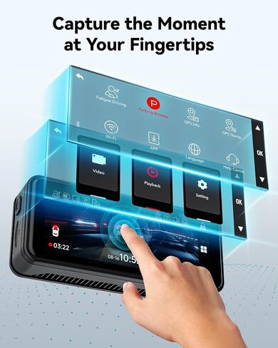 كاميرا أمامية REDTIGER 4K Dash Cam، تحكم في تطبيق Wi-Fi 5G، كاميرا داش بشاشة تعمل باللمس 3.18 بوصة للسيارات، رؤية ليلية 2160P UHD، بطاقة مجانية 32 جيجابايت، زاوية واسعة 160 درجة، نظام تحديد المواقع المدمج، وضع انتظار السيارات، تسجيل حلقي (F8) in Kuwait