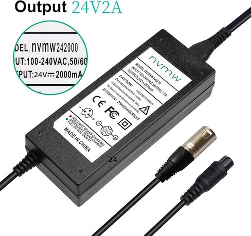 شاحن سكوتر كهربائي 24 فولت 2 أمبير مناسب لـ Razor Go Elite Traveler Plus HD US، Ezip Mountain Trailz Jazzy مقعد كهربائي برايد موبيليتي 3 دبوس موصل XLR وشاحن بطارية قابس طيران 0.47 in Kuwait