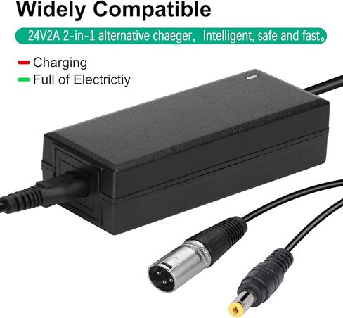 شاحن سكوتر كهربائي 24 فولت 2 أمبير مناسب لـ Razor Go Elite Traveler Plus HD US، Ezip Mountain Trailz Jazzy مقعد كهربائي برايد موبيليتي 3 دبوس موصل XLR وشاحن بطارية قابس طيران 0.47 in Kuwait