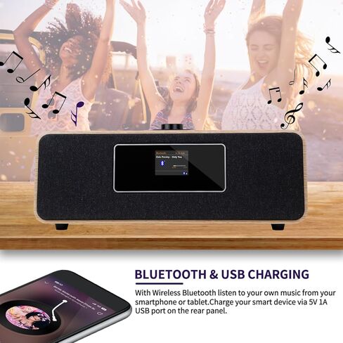 MS3 Stereo Smart Music System with Internet Radio, FM Digital Radio,Clock Radio,Spotify Connect,Bluetooth Speaker,WiFi Speaker,Headphone-Out,Alarms,Presets,Remote and App Control–White Oak in Saudi Arabia
