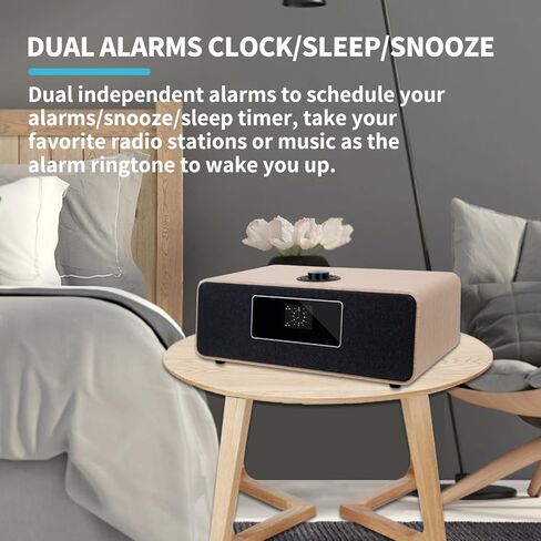 MS3 Stereo Smart Music System with Internet Radio, FM Digital Radio,Clock Radio,Spotify Connect,Bluetooth Speaker,WiFi Speaker,Headphone-Out,Alarms,Presets,Remote and App Control–White Oak in Saudi Arabia