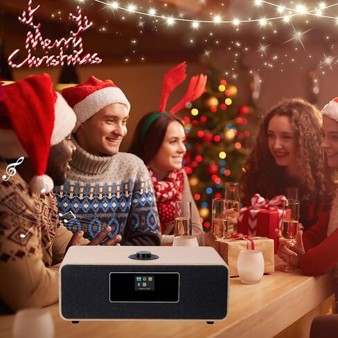 MS3 Stereo Smart Music System with Internet Radio, FM Digital Radio,Clock Radio,Spotify Connect,Bluetooth Speaker,WiFi Speaker,Headphone-Out,Alarms,Presets,Remote and App Control–White Oak in Saudi Arabia