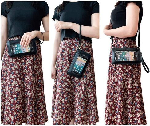 محفظة هاتف نسائية من Hojaster، حقيبة كروس خفيفة الوزن تعمل باللمس وحقيبة هاتف معصم لهاتف iPhone 11 Pro Max Xs Max 8 Plus، Samsung Galaxy A50 A51 A20 S10 S9 Plus S20 Plus Note 9 (أسود) in Saudi Arabia