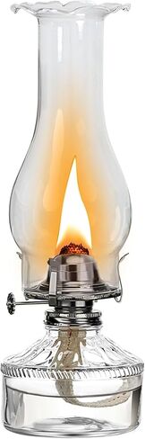 مصابيح كيروسين كبيرة قديمة فانوس زجاجي شفاف مصباح الكيروسين مصباح زيت ريفي للاستخدام الداخلي إضاءة ديكور المنزل - الموقد الأسود in Kuwait