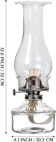 مصابيح كيروسين كبيرة قديمة فانوس زجاجي شفاف مصباح الكيروسين مصباح زيت ريفي للاستخدام الداخلي إضاءة ديكور المنزل - الموقد الأسود in Kuwait