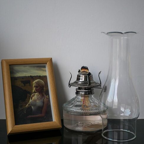 مصابيح كيروسين كبيرة قديمة فانوس زجاجي شفاف مصباح الكيروسين مصباح زيت ريفي للاستخدام الداخلي إضاءة ديكور المنزل - الموقد الأسود in Kuwait