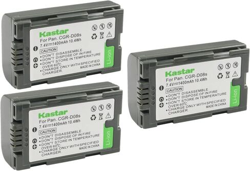استبدال بطارية Kastar 3-Pack CGR-D08 لباناسونيك NV-RX22EG، NV-RX33EG، NV-RX66EG، PV-DBP8، PV-DVP8-A، PV-DC152، PV-DC252، PV-DC352، PV-DV51، PV -DV52، PV-DV53، PV-DV73، كاميرا PV-DV100 in Saudi Arabia