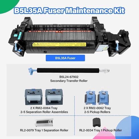 مجموعة صيانة المصهر B5L35A متوافقة مع طابعة HP Color Laserjet M552 M553 M577، مصهر RM2-0011 مع بكرة نقل وصينية، استبدال # B5L35-67901، B5L35-67902،110-120 فولت - ضمان لمدة عامين in Kuwait