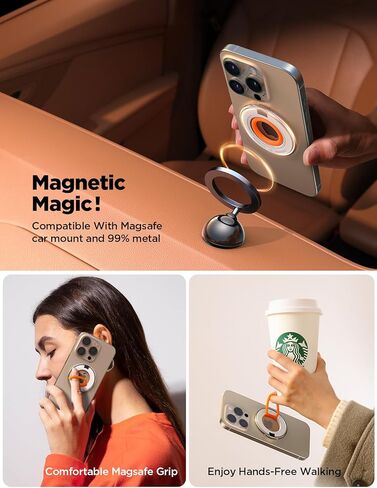 JOYROOM for Magsafe Phone Grip Holder Kickstand Magnetic Phone Ring Holder Stand for Magsafe Phone Ring Camera Snap for iPhone 15 14 13 12/Pro/Max/Plus, All Smartphone,Kindle in Kuwait