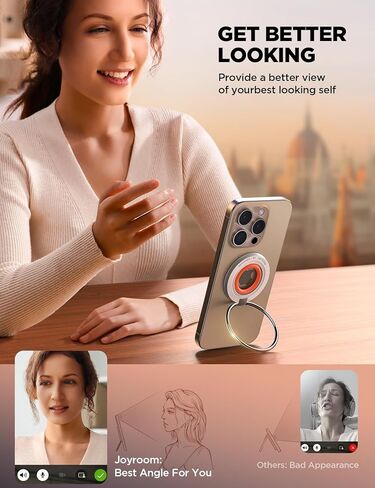 JOYROOM for Magsafe Phone Grip Holder Kickstand Magnetic Phone Ring Holder Stand for Magsafe Phone Ring Camera Snap for iPhone 15 14 13 12/Pro/Max/Plus, All Smartphone,Kindle in Kuwait