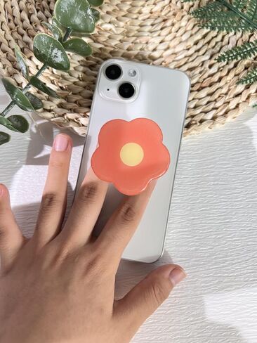 Cartoon Flowers Phone Grip Stand, Cute Clear Cell Phone Holder,Expandable Collapsible Cell Phone Accessory, Phone Charms Kindle Holder Support with Transparent Base in Kuwait